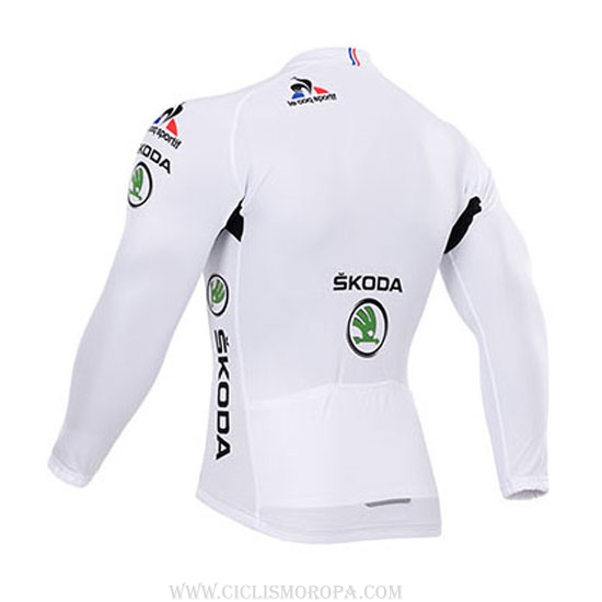 2015 Ropa Ciclismo Tour De France Blanco Mangas Largas y Culotte Lunga